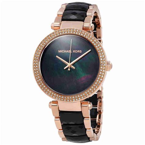 michael kors watch women mk6414|Michael Kors MK6414 Parker Black Dial Rose Gold Stainless .